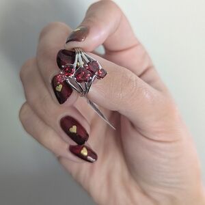 NWT Multi Heart Shaped Gemstone Red and Silver Ring